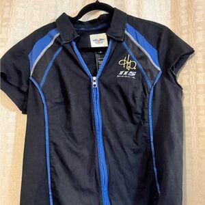 Harley-Davidson Black and Blue Zip-Front Rider Top
